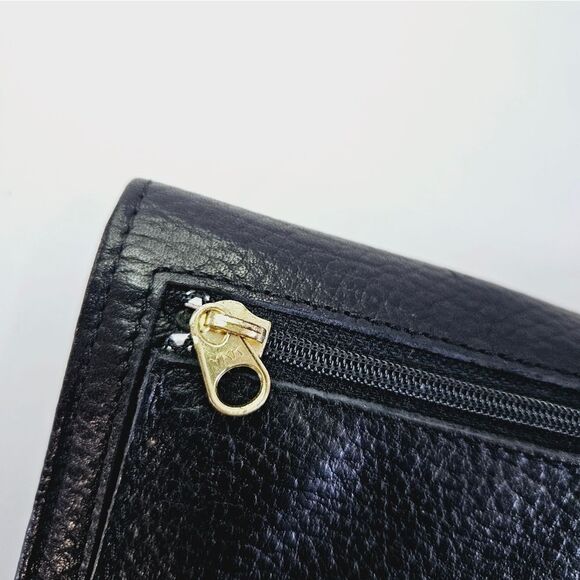 NWT Timberland Black Sleek Pebbled Leather Signature Logo Wallet Clutch Billfold - Picture 5 of 10